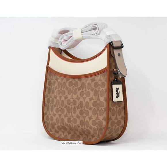COACH EMERY Crossbody Colorblock Tan Signature Canvas Chalk Leather 686 NWT $395 - Picture 3 of 16